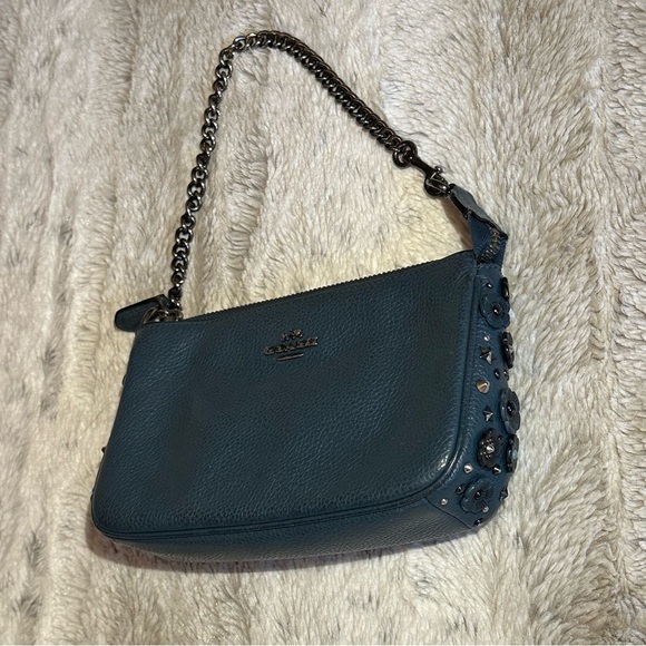 Coach Nolita with tea rose flowers and studs. Gunmetal hardware. - Picture 2 of 10